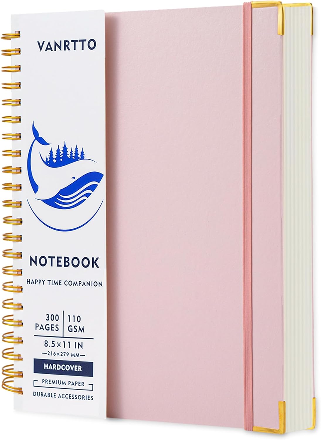 300-Page College Ruled Spiral Notebook, Thick 110 GSM Pages, Pink