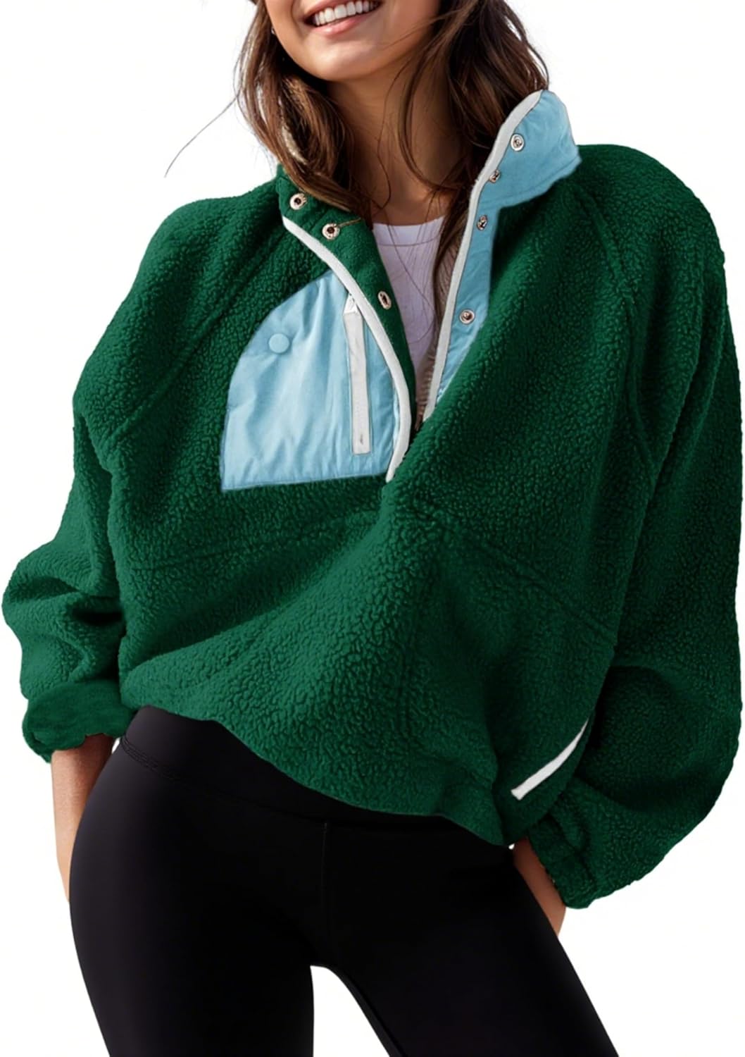 Womens Lightweight Fleece Pullover Jacket for Fall Winter