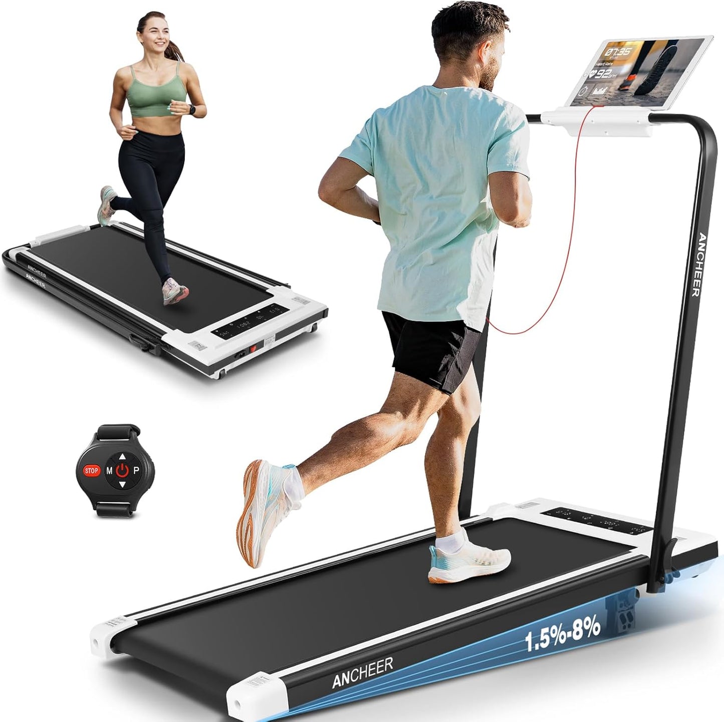 ANCHEER Folding Treadmill: Space-Saving Design & 300 lb Capacity