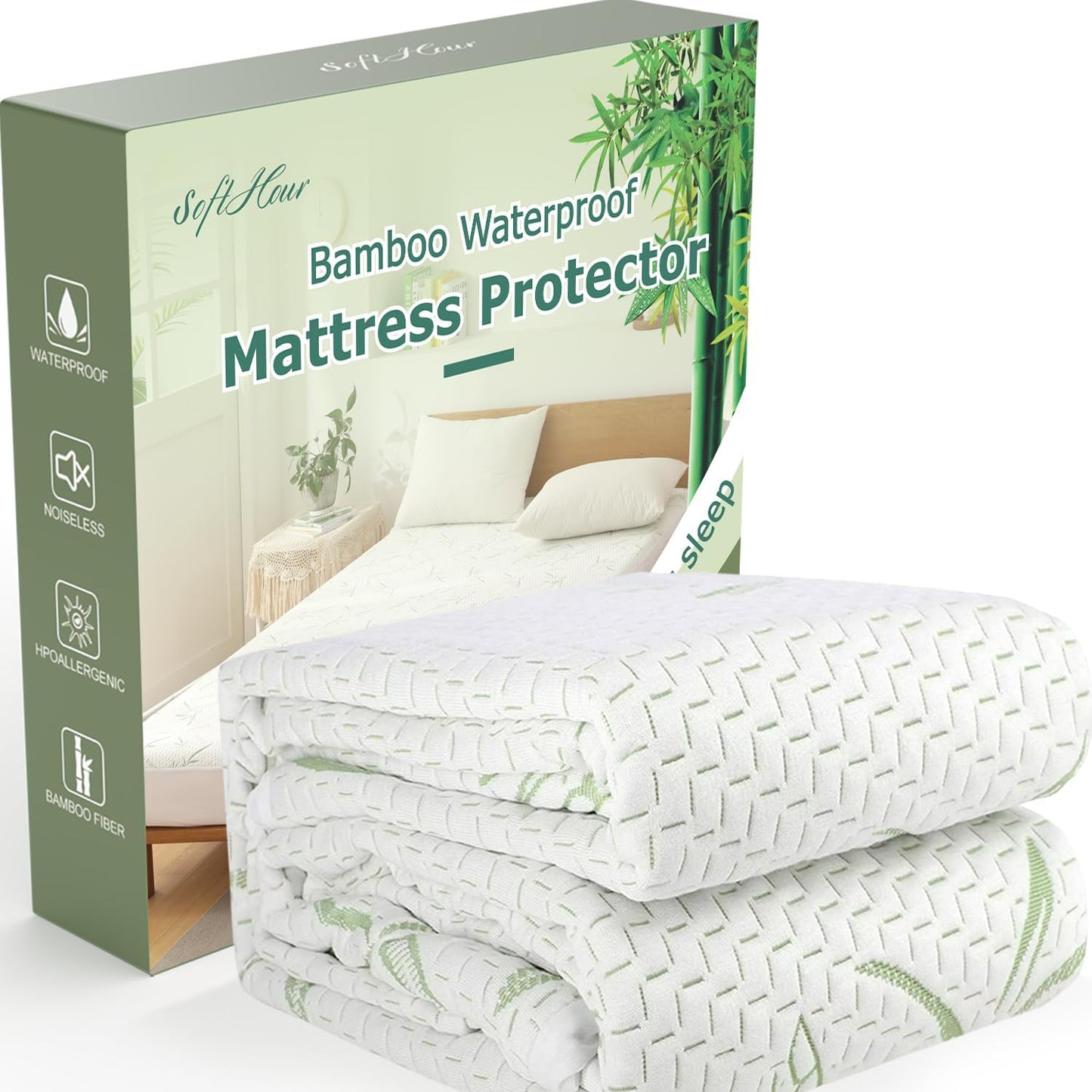 Twin Mattress Protector 2 Pack Waterproof Bamboo Rayon Cover