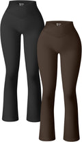 OQQ Women's Ribbed Seamless High Waist Flare Leggings - Comfortable