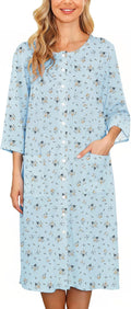 Bloggerlove House Dress Cotton Snap Front Nightgown - Comfortable wear