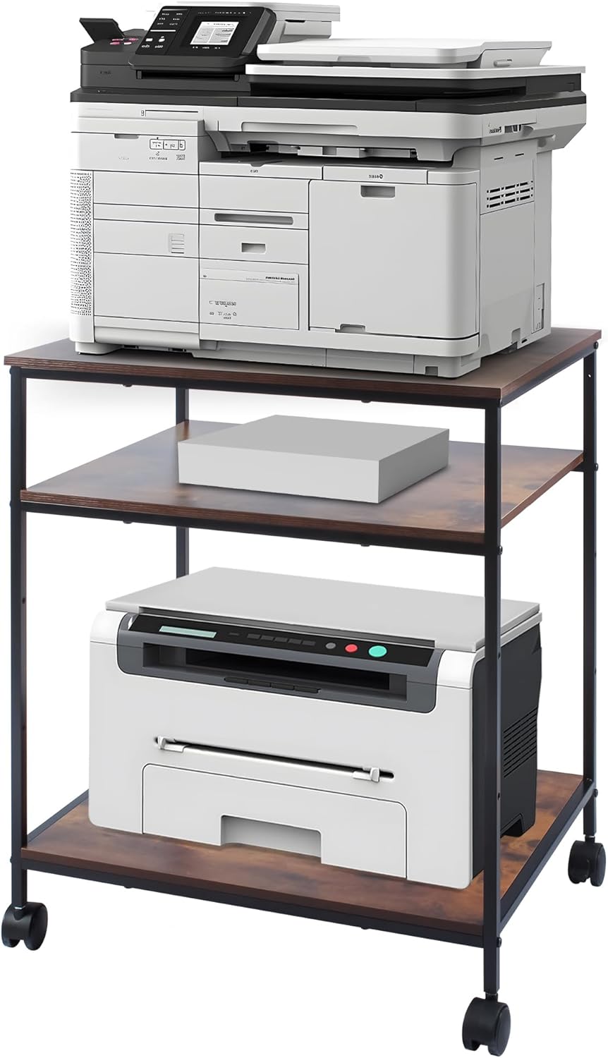 EMERIT Large Printer Stand with Adjustable Storage Shelf - Stable & Spacious Cart for Home Office