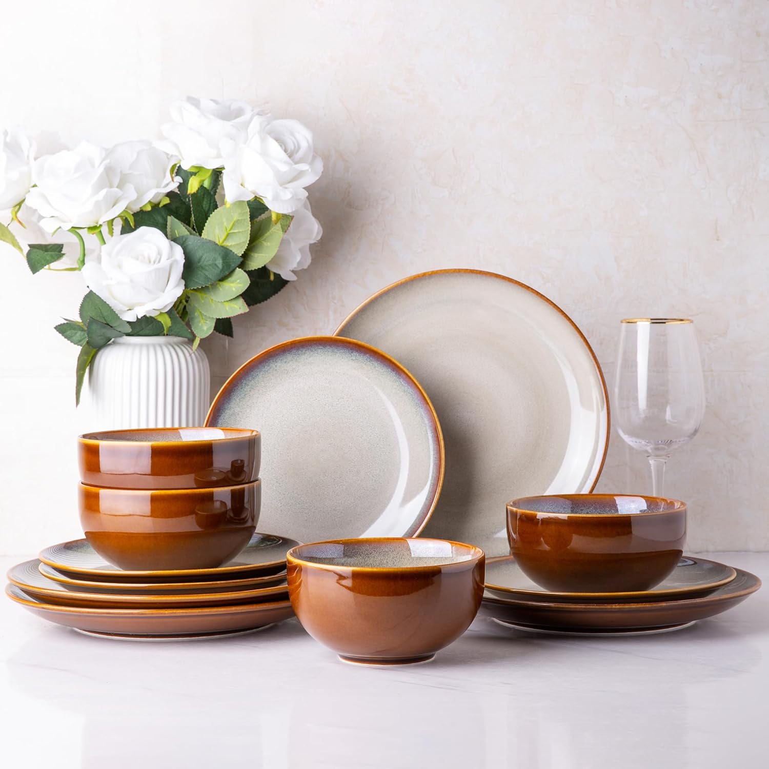 LERATIO Ceramic Dinnerware Sets for 4 - Stylish and Durable