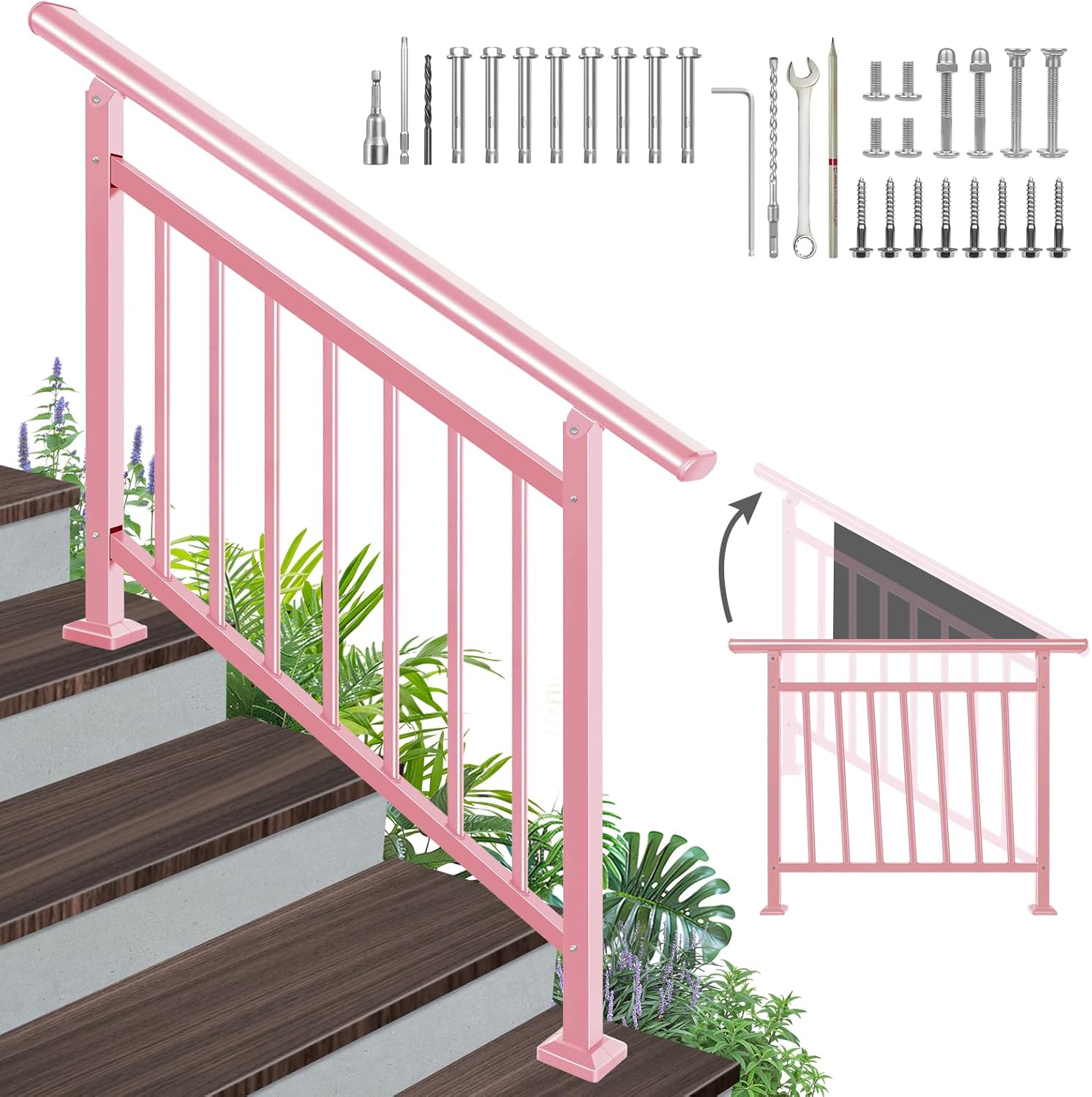Adjustable Handrails for Outdoor Steps with Flexible Design
