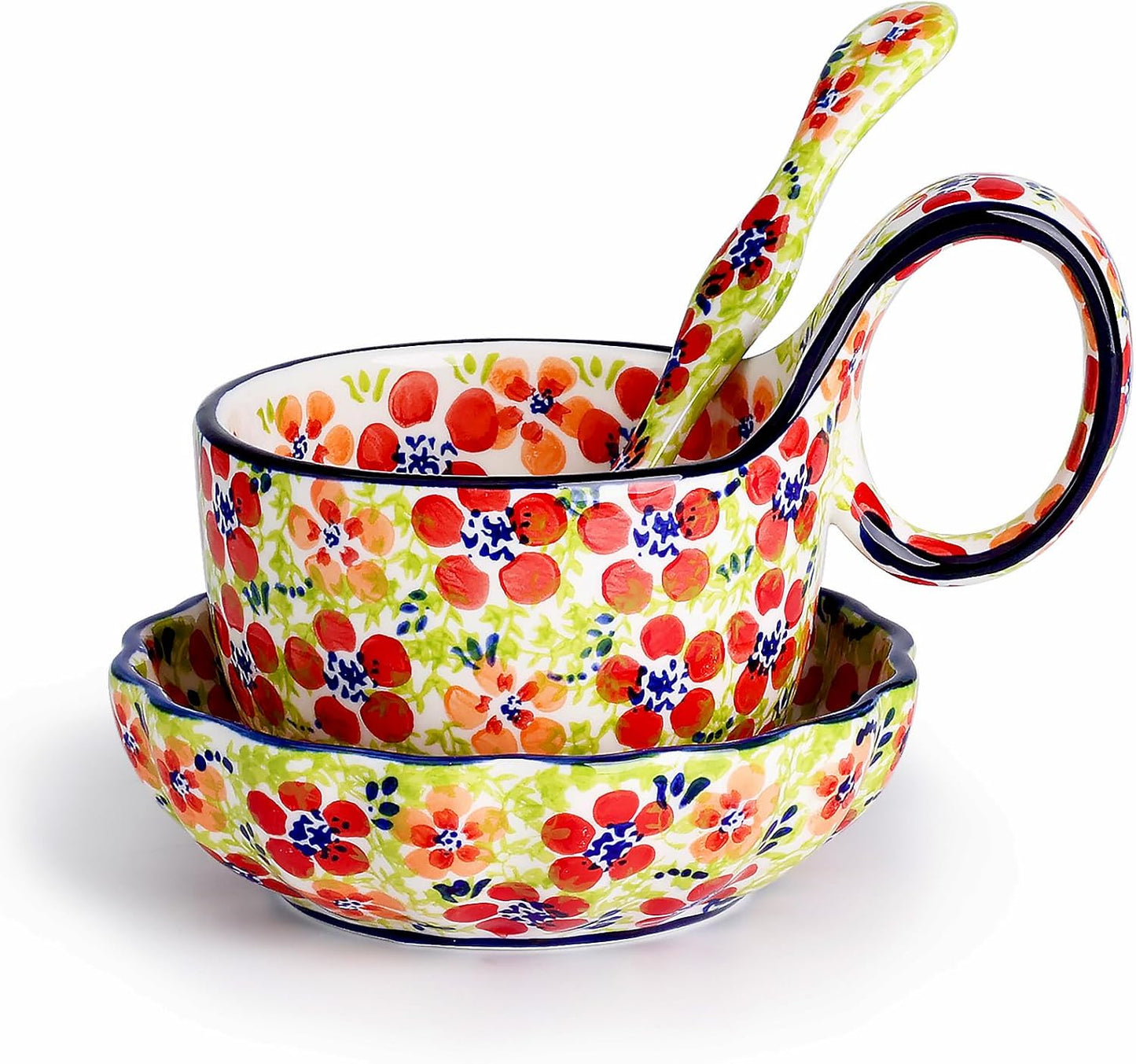 Silesia Handmade Loop Handle Soup Bowl Set for Elegant Dining