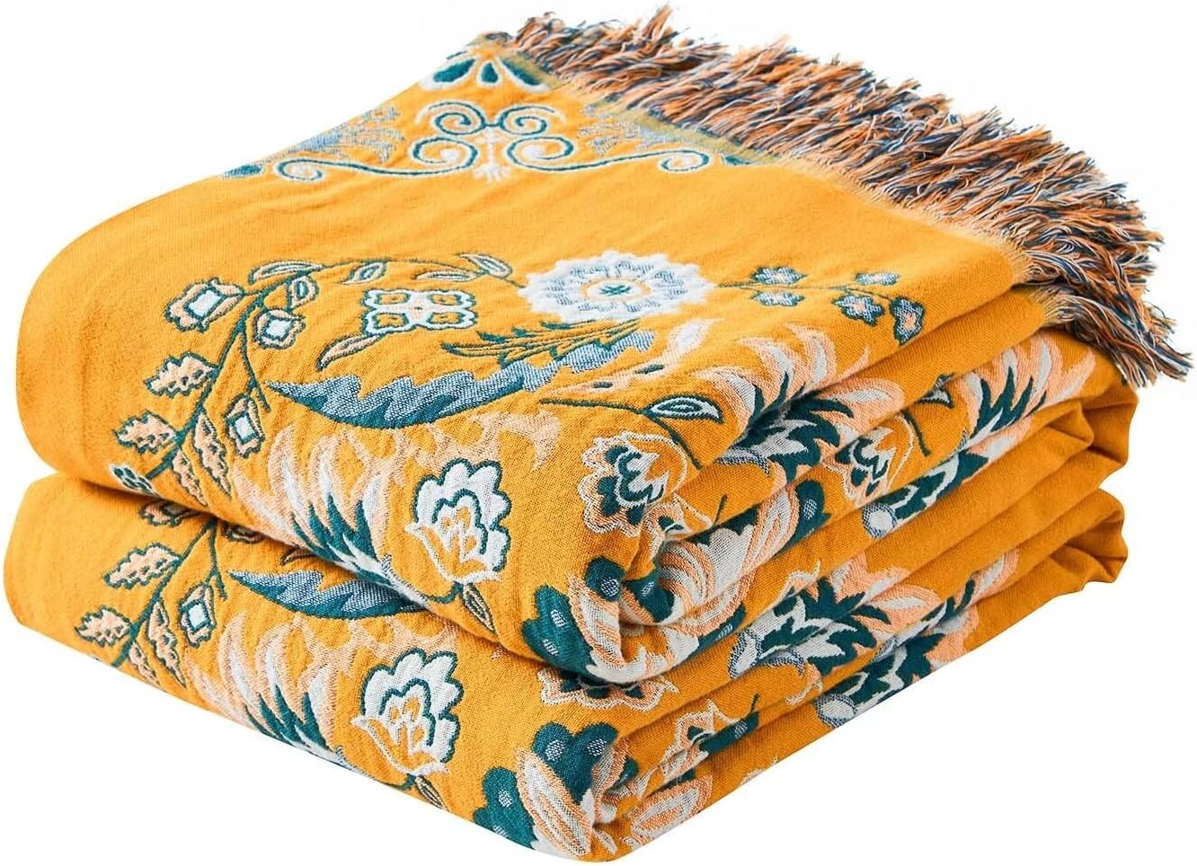 Boho Throw Blanket - 100% Cotton Luxury Rustic Quilt for All Seasons