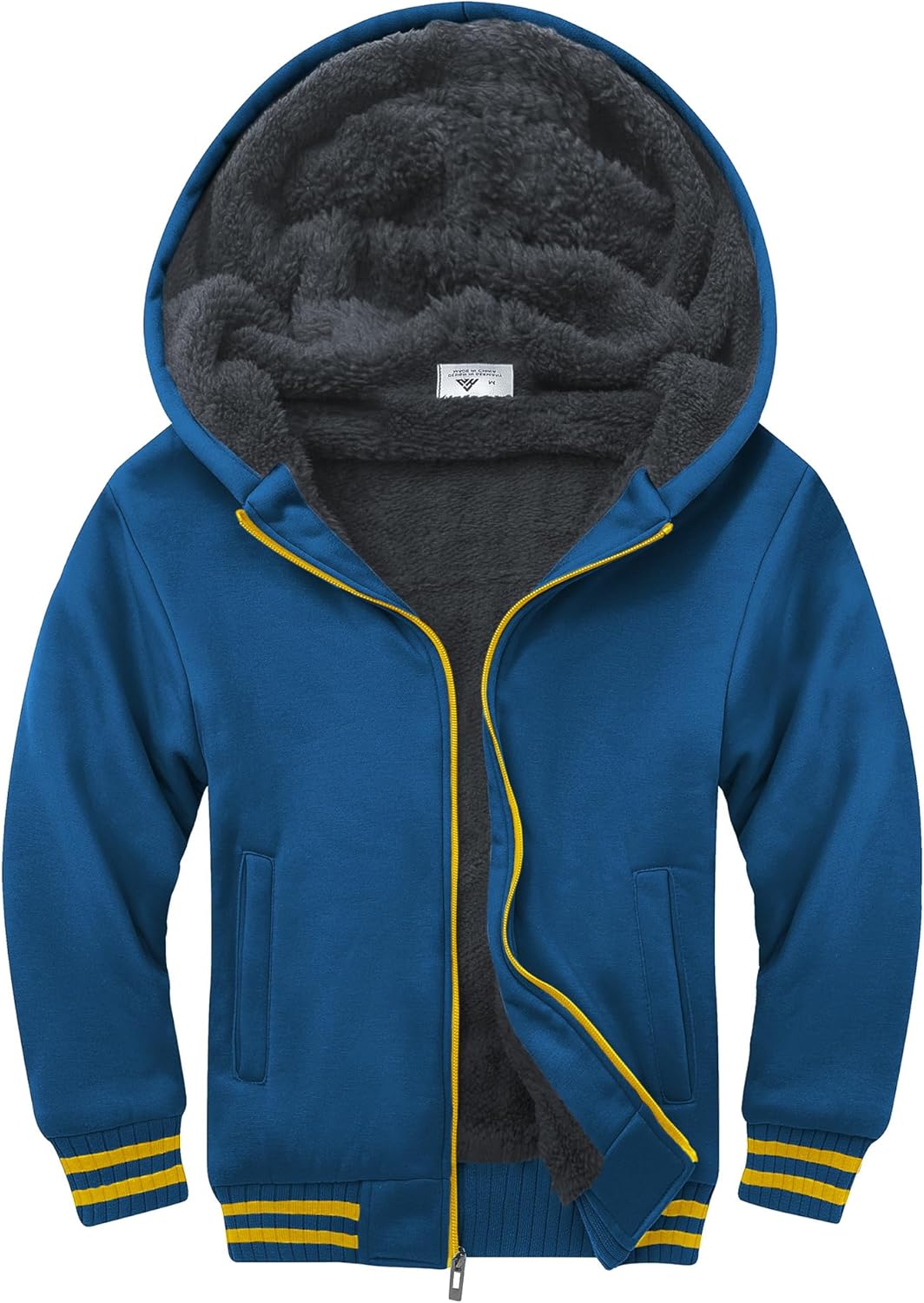 Unisex Boys Girls Fleece Hoodie Sherpa Lined Jacket for Kids