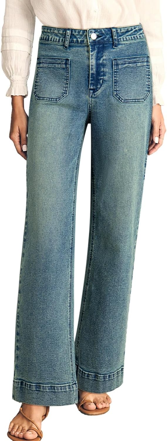 Astylish Women's Wide Leg Jeans High Waisted Stretchy Denim Pants