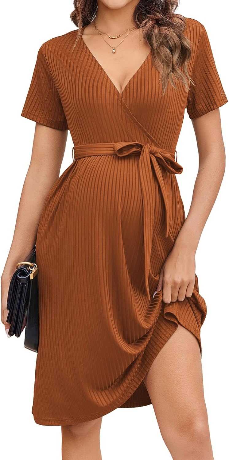 Ekouaer Women Short Sleeve Maternity Nursing Dress for Comfort