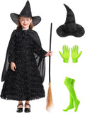 IBQ Kids Black Witch Costume Girls Ruffled Princess Dress - Elphaba