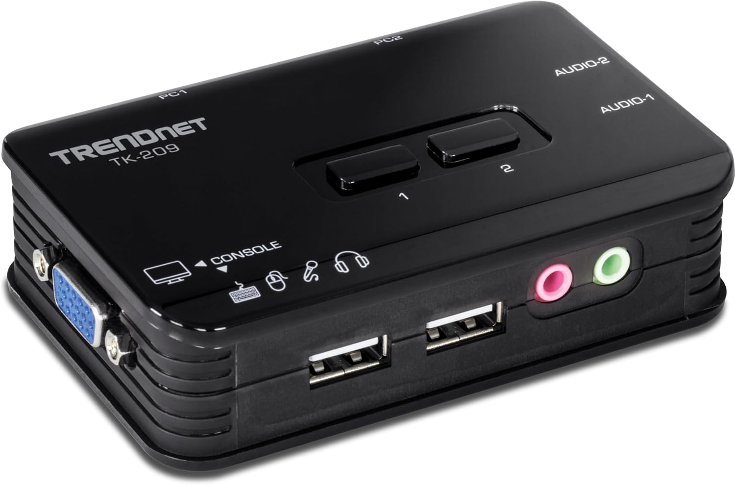 TRENDnet 2-Port USB KVM Switch with Audio for Dual PC Management