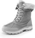 Snow Boots for Women Waterproof Mid Calf Lace Up Duck Boots - Warm