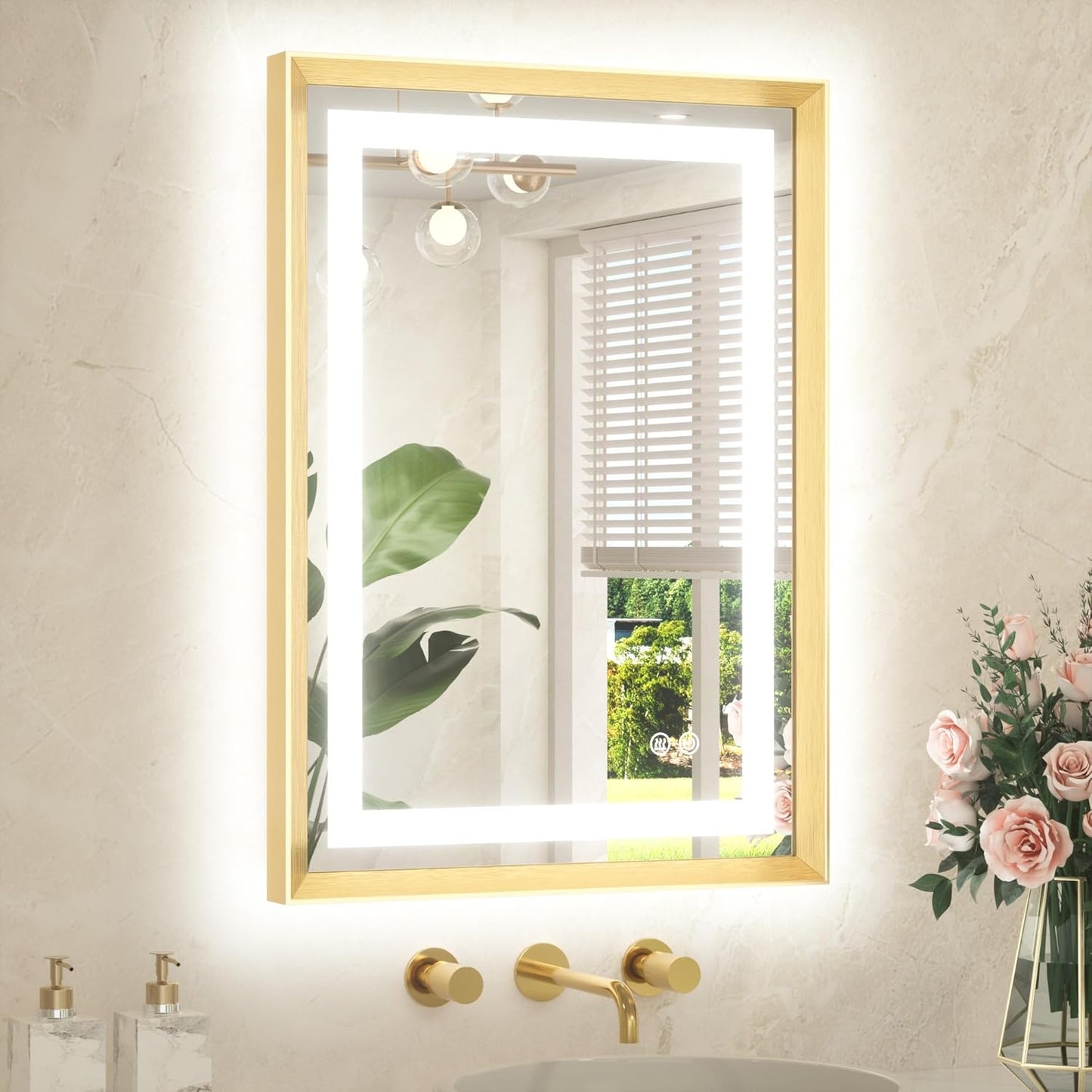 TETOTE 20 x 28 Bathroom LED Mirror with Anti-Fog & Dimmable Lights