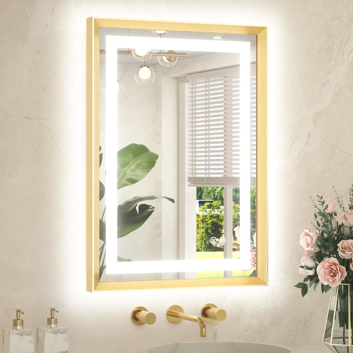 TETOTE 20 x 28 Bathroom LED Mirror with Anti-Fog & Dimmable Lights