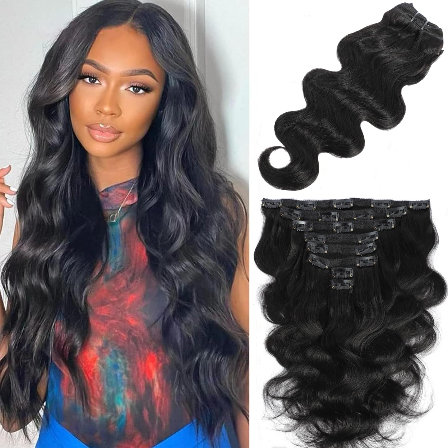 LUMIERE Body Wave Clip In Hair Extensions for Natural Volume