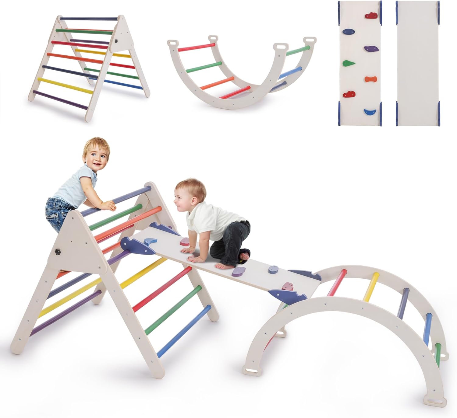 Pikler Triangle Set 5 in 1 - Foldable Montessori Climbing Toys