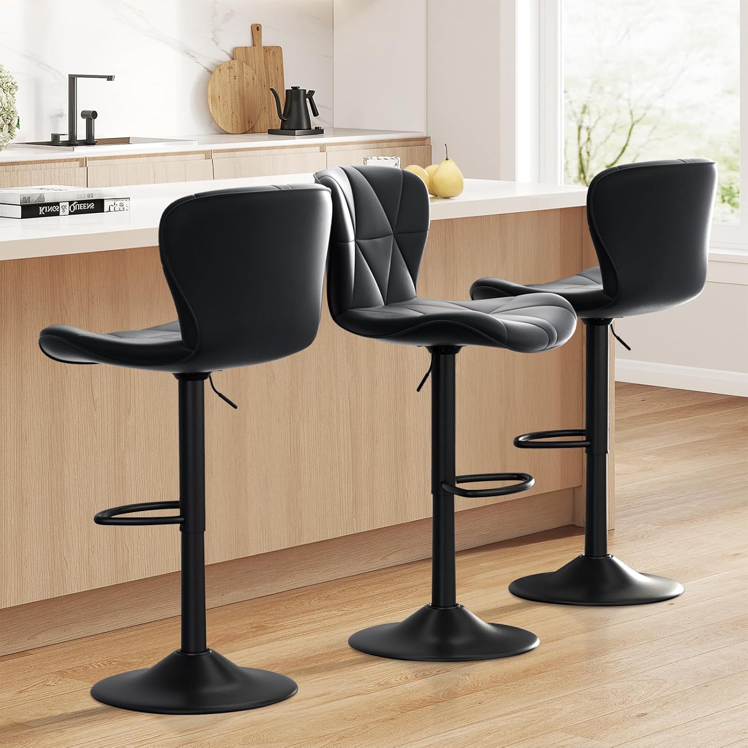 Adjustable Swivel Bar Stools Set of 3 for Kitchen Island
