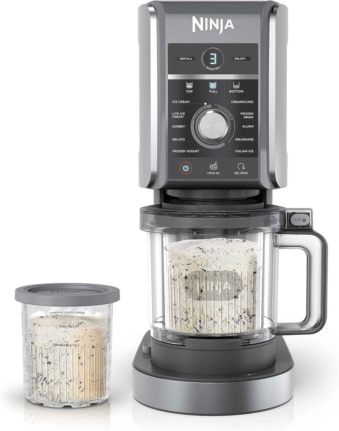 Ninja NC501 CREAMi Deluxe 11-in-1 Ice Cream Maker - 2 XL Family Pints, Silver