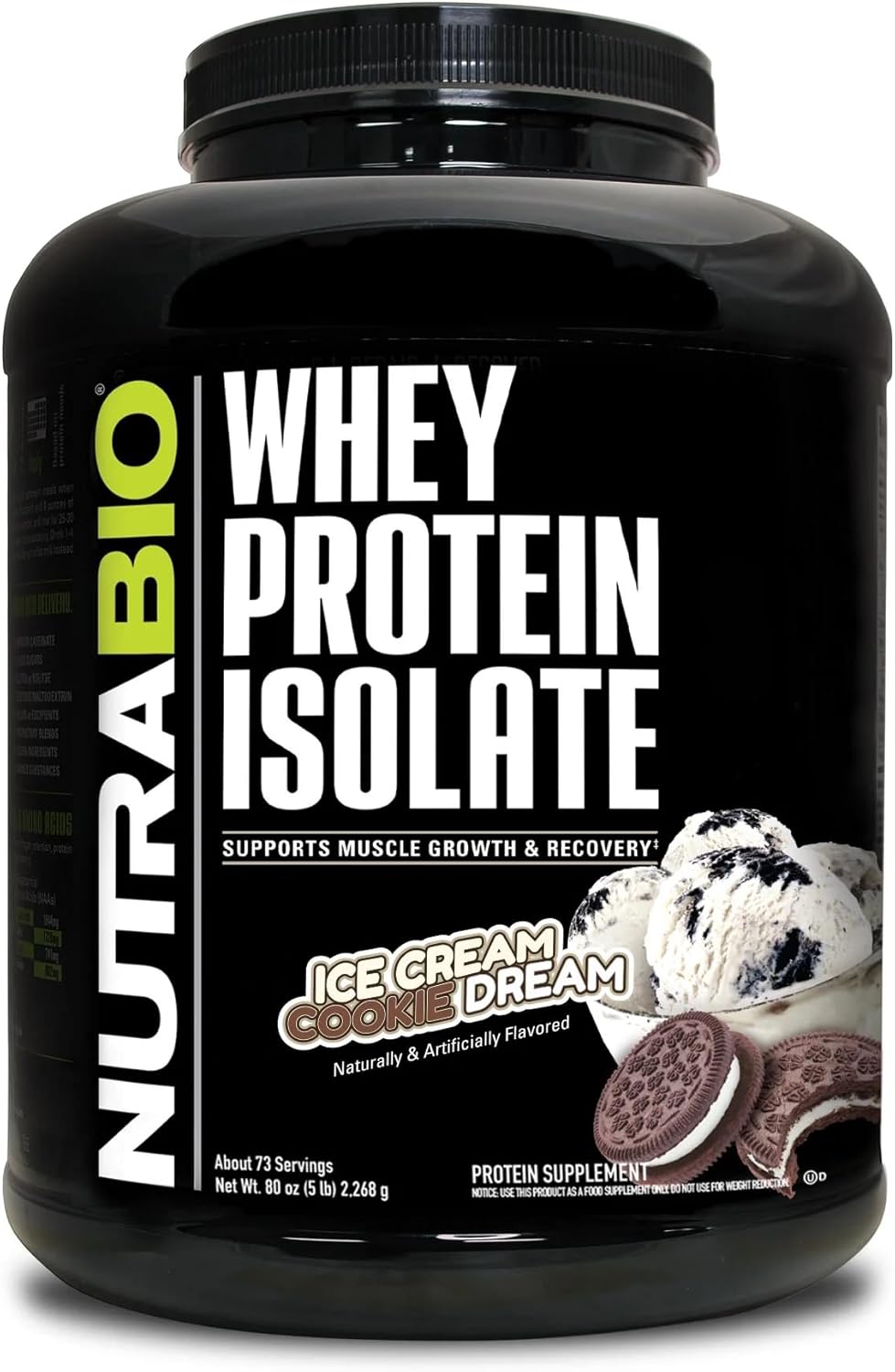 NutraBio 100% Whey Protein Isolate Powder for Lean Muscle Gain