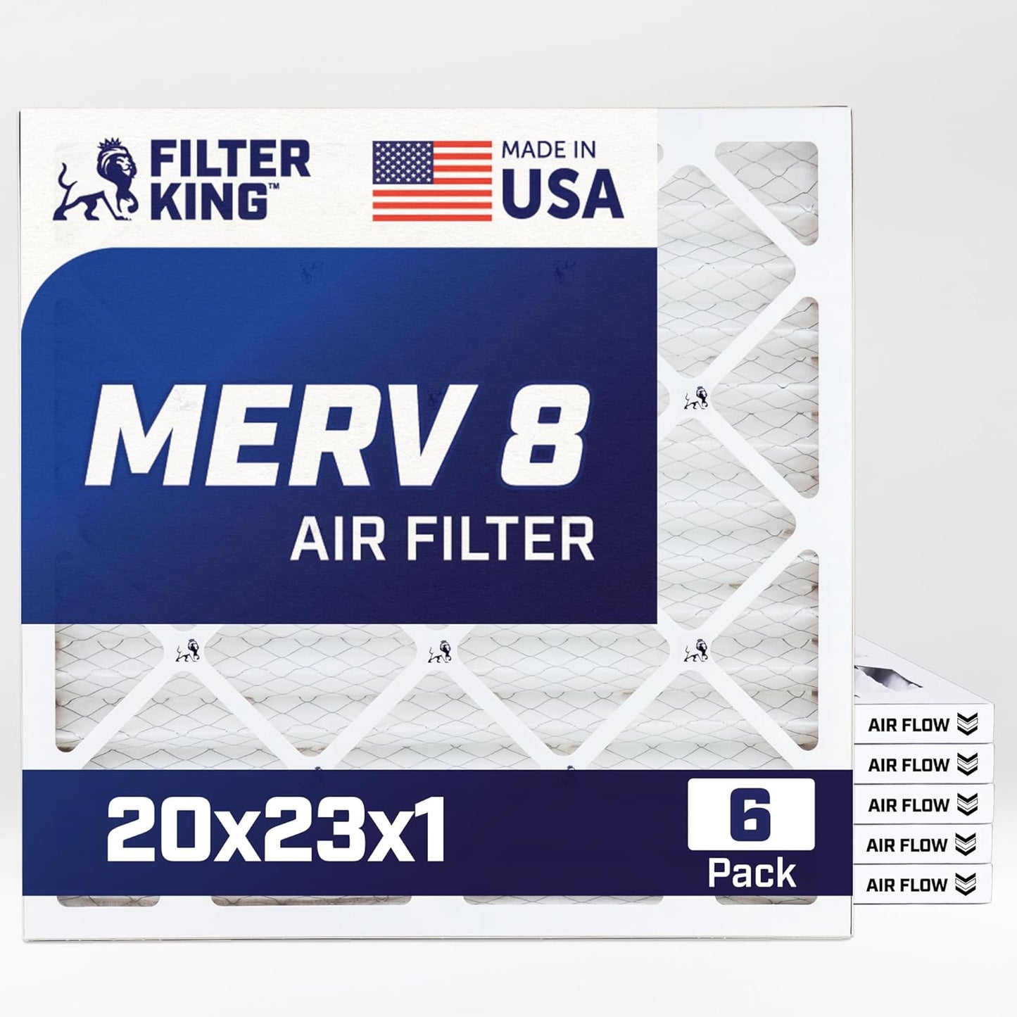 Filter King 20x23x1 Air Filter 6-Pack for Home HVAC Systems