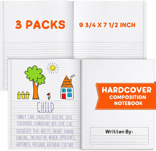 Primary Composition Notebook Set for Kids, 120 Page Draw & Write Practice