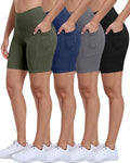 Biker Shorts Women with Pockets - 3/5/8 in High Waisted Workout
