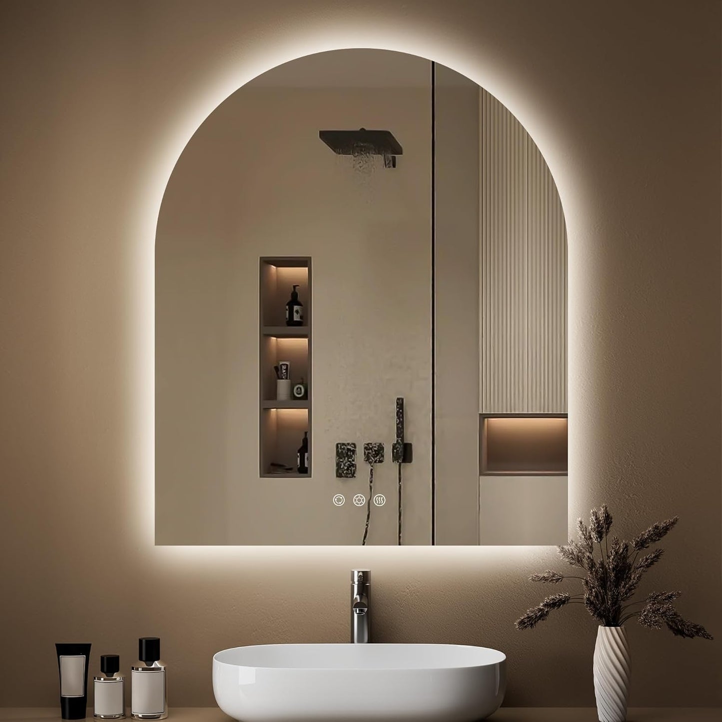 Arched Backlit Mirror Bathroom 30x36 - Stylish LED Design