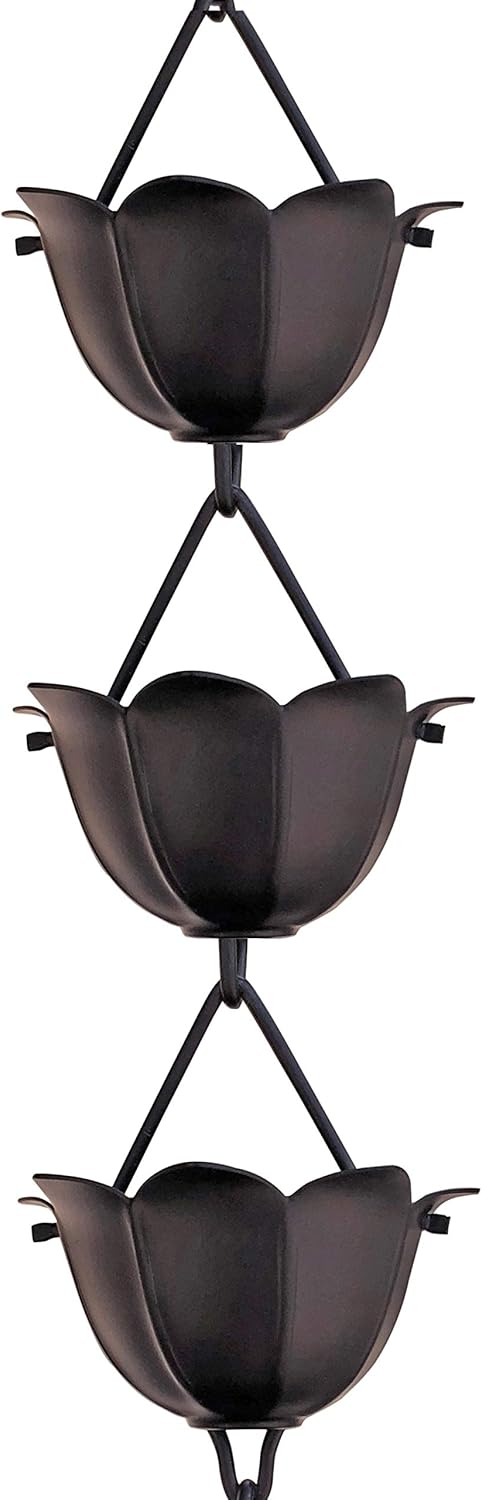 Monarch Rain Chains Large Lotus Rain Chain for Gutters, 8.5 ft