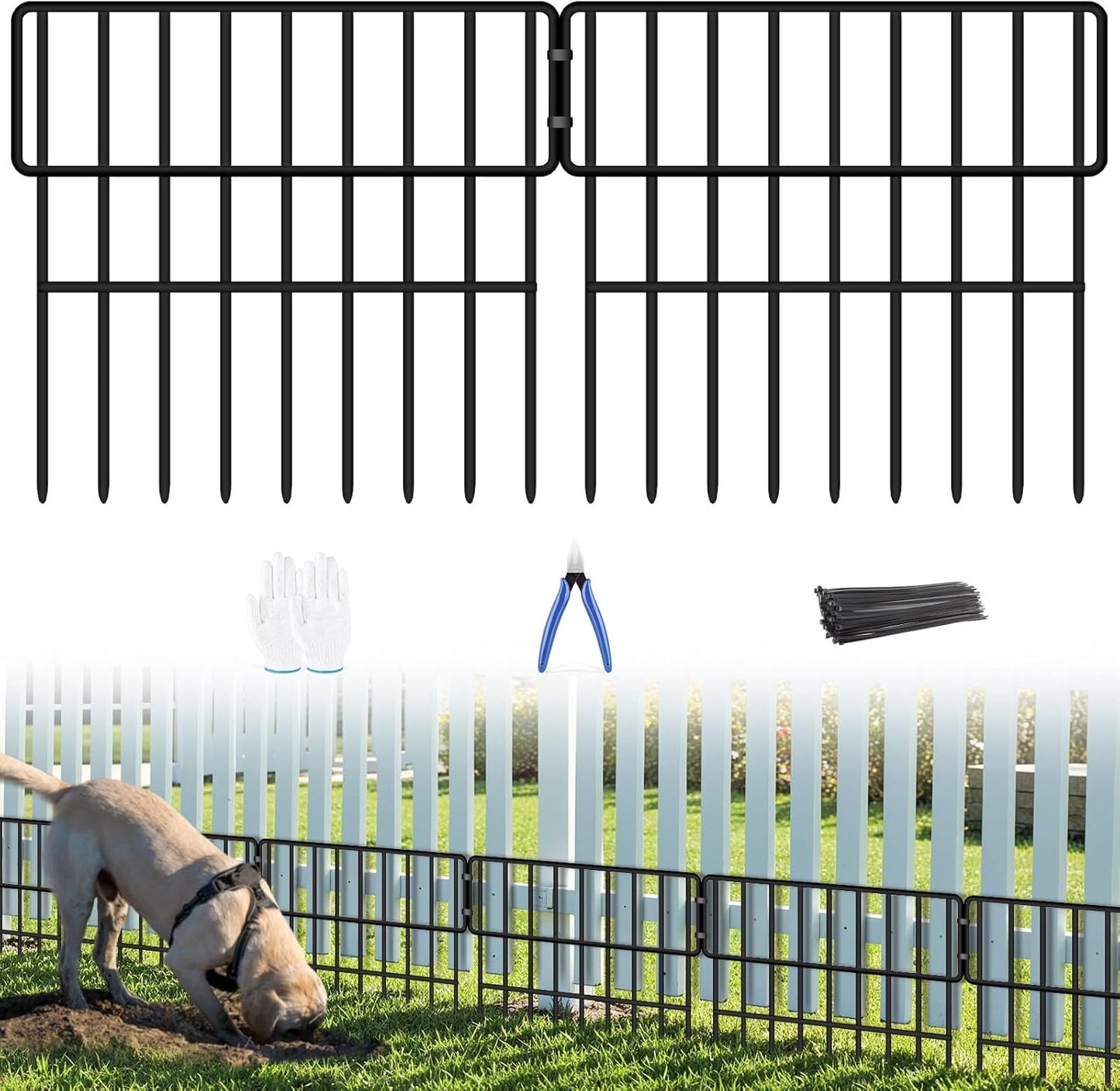 Animal Barrier Fence Kit for Garden and Dog Defense, 16 Panels