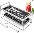 Stainless Steel Ice Cube Trays with Lever - Vintage Metal Trays (2)