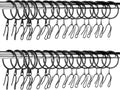 60 Pack Metal Curtain Rings with Hooks 1.4 in ID - Rustproof Black
