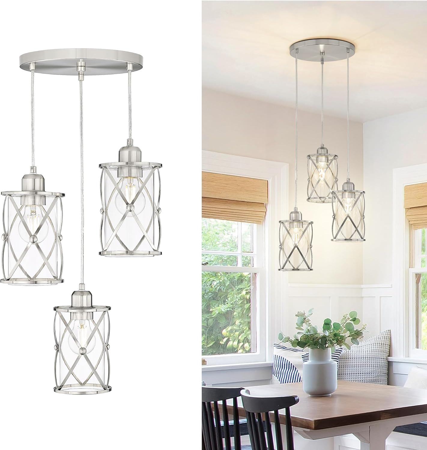 Brushed Nickel Dining Room Chandelier Light Fixture for Modern Spaces