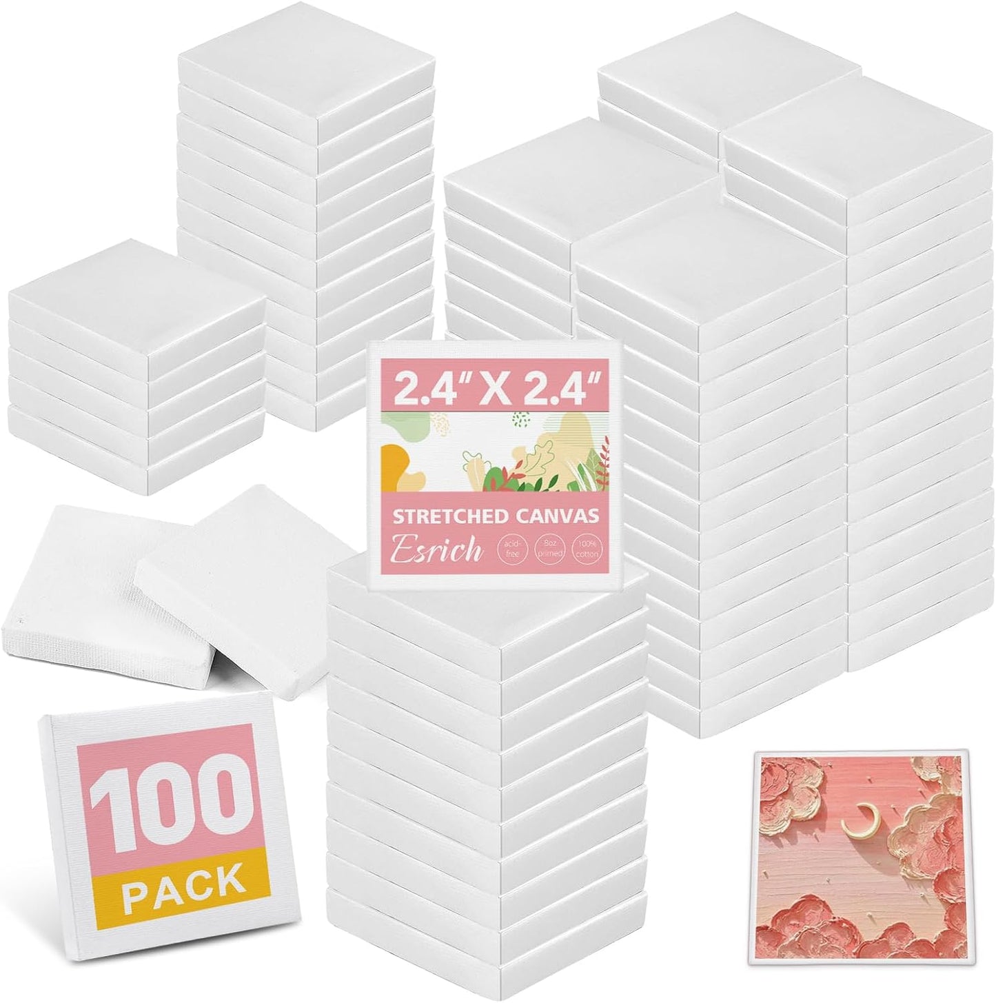 ESRICH Mini Canvases for Painting - 100 Pack Small Canvases