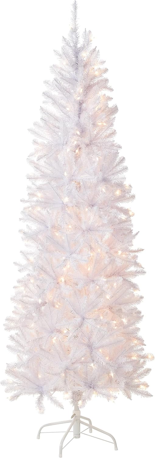 6.5 ft Pre-Lit Kingswood Fir Slim Artificial Christmas Tree