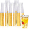 18 oz Gold Plastic Cups 100 Pack - Elegant Gold Rimmed Cocktail