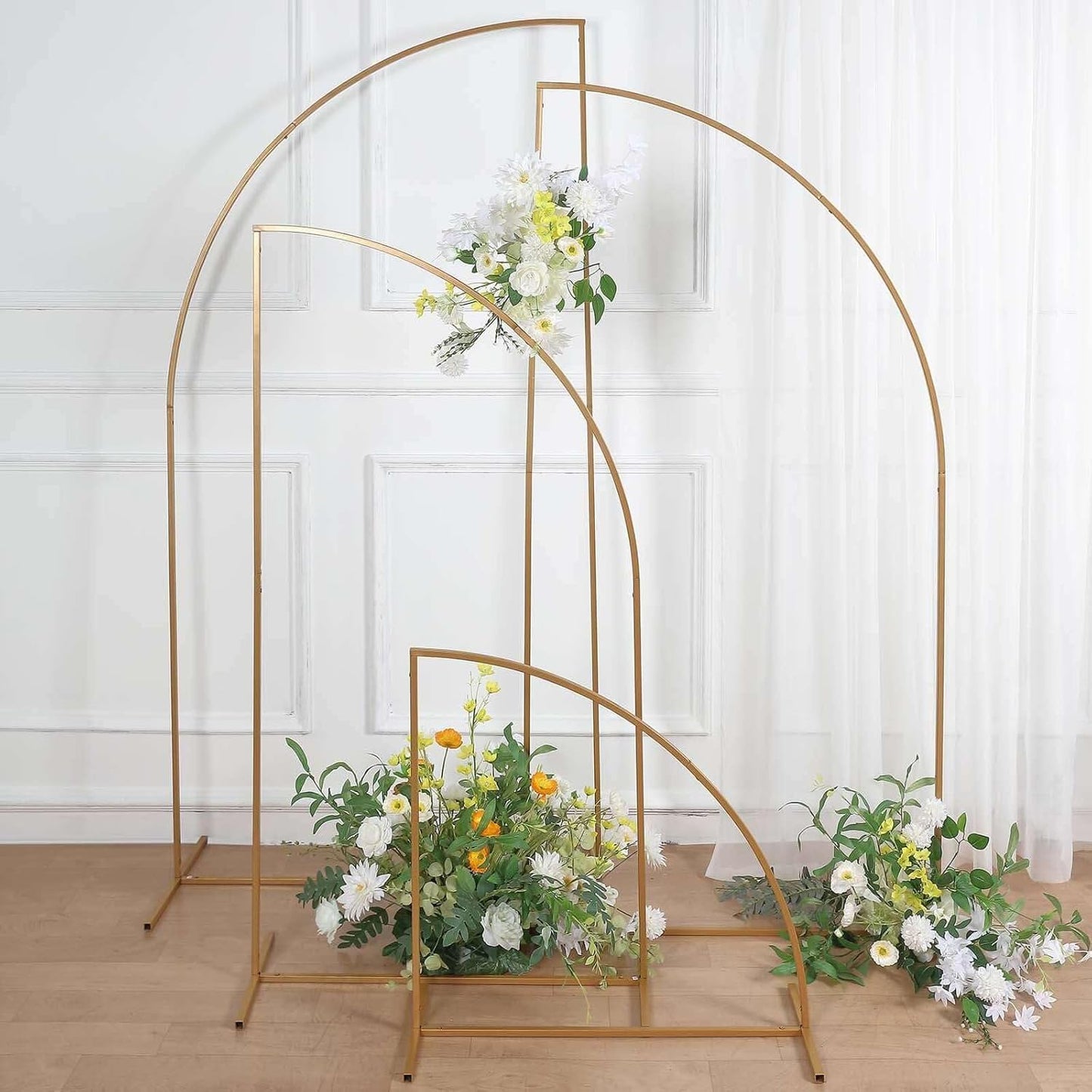 Gold Metal Wedding Arch Chiara Backdrop Stand Set of 4 for Events