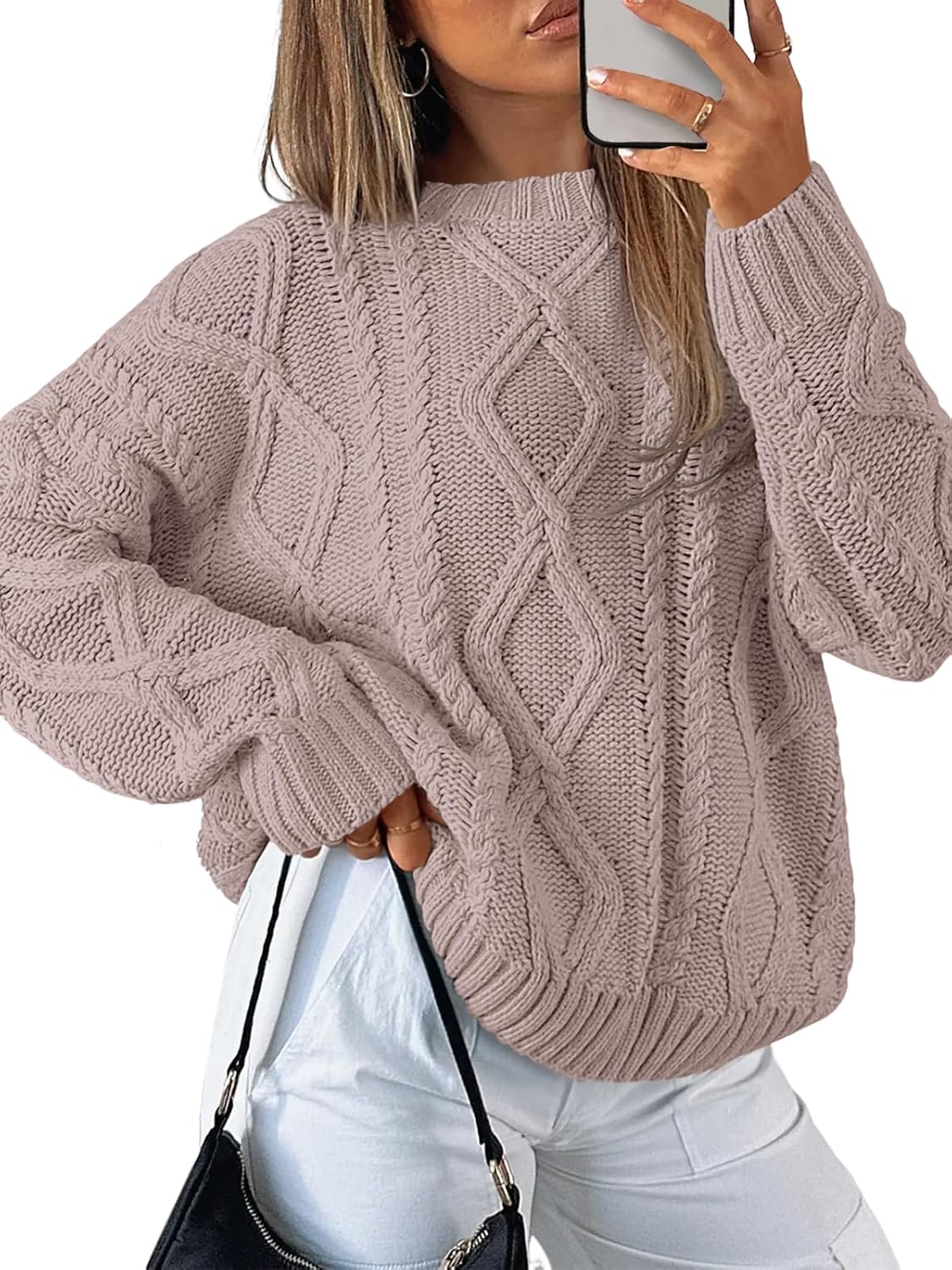Trendy Queen Women's Oversized Cable Knit Crewneck Sweater Review
