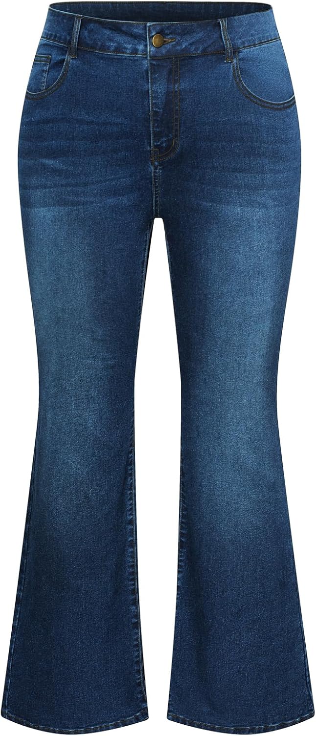 Hanna Nikole Women's Plus Size Flared Jeans for Stylish Comfort