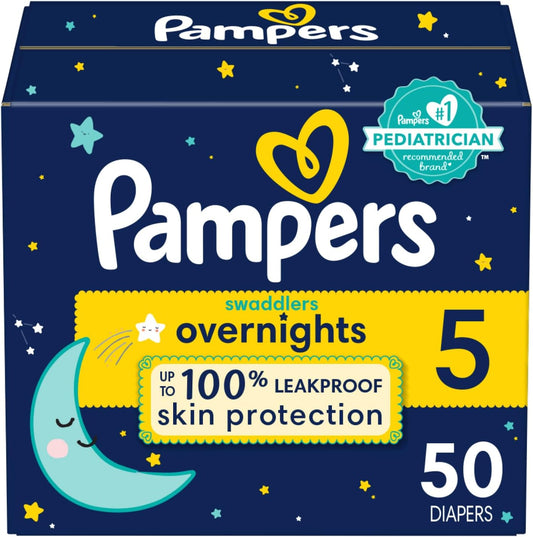Pampers Swaddlers Overnights - Size 5, 50 Count - Night Time Leak Protection
