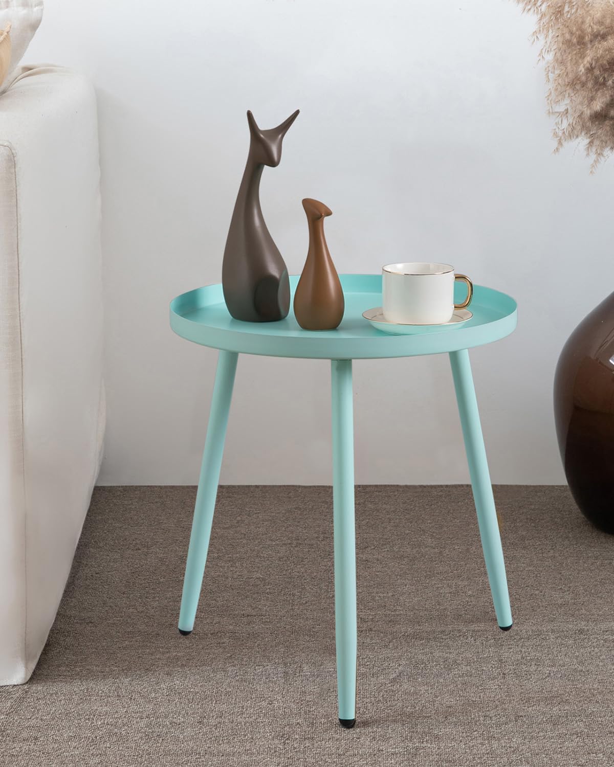 AOJEZOR Round Side Table for Small Spaces - Stylish and Versatile