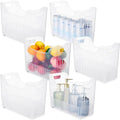 Plastic Freezer Organizer Bins Set 6 Pack - Clear Tall Narrow Pantry