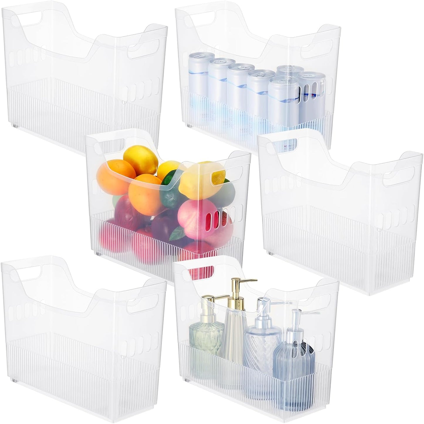 Qunclay 6 Plastic Freezer Organizer Bins with Wheels for Storage