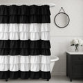 Ruffle Shower Curtain Black and White - Timeless Lace Bathroom Accent