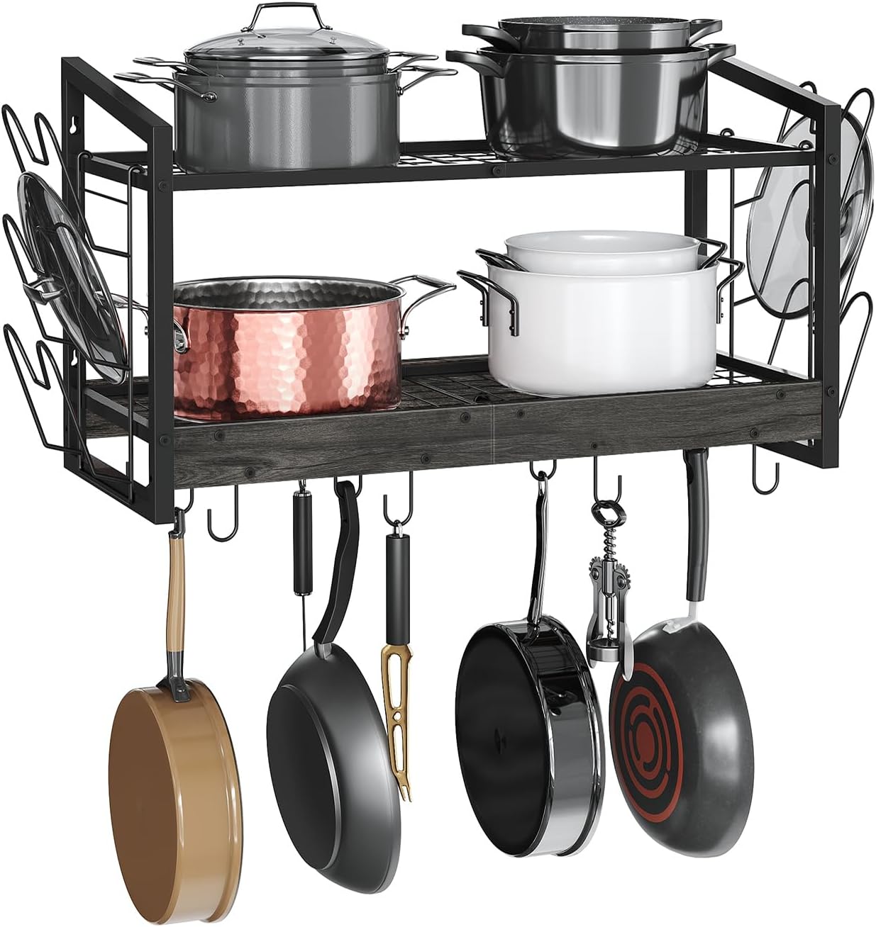 Hanging Pot Rack Wall Mounted for Kitchen Storage and Organization