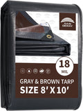RAINDEWAY 8x10 ft Super Heavy Duty Tarp 18 Mil - Weatherproof