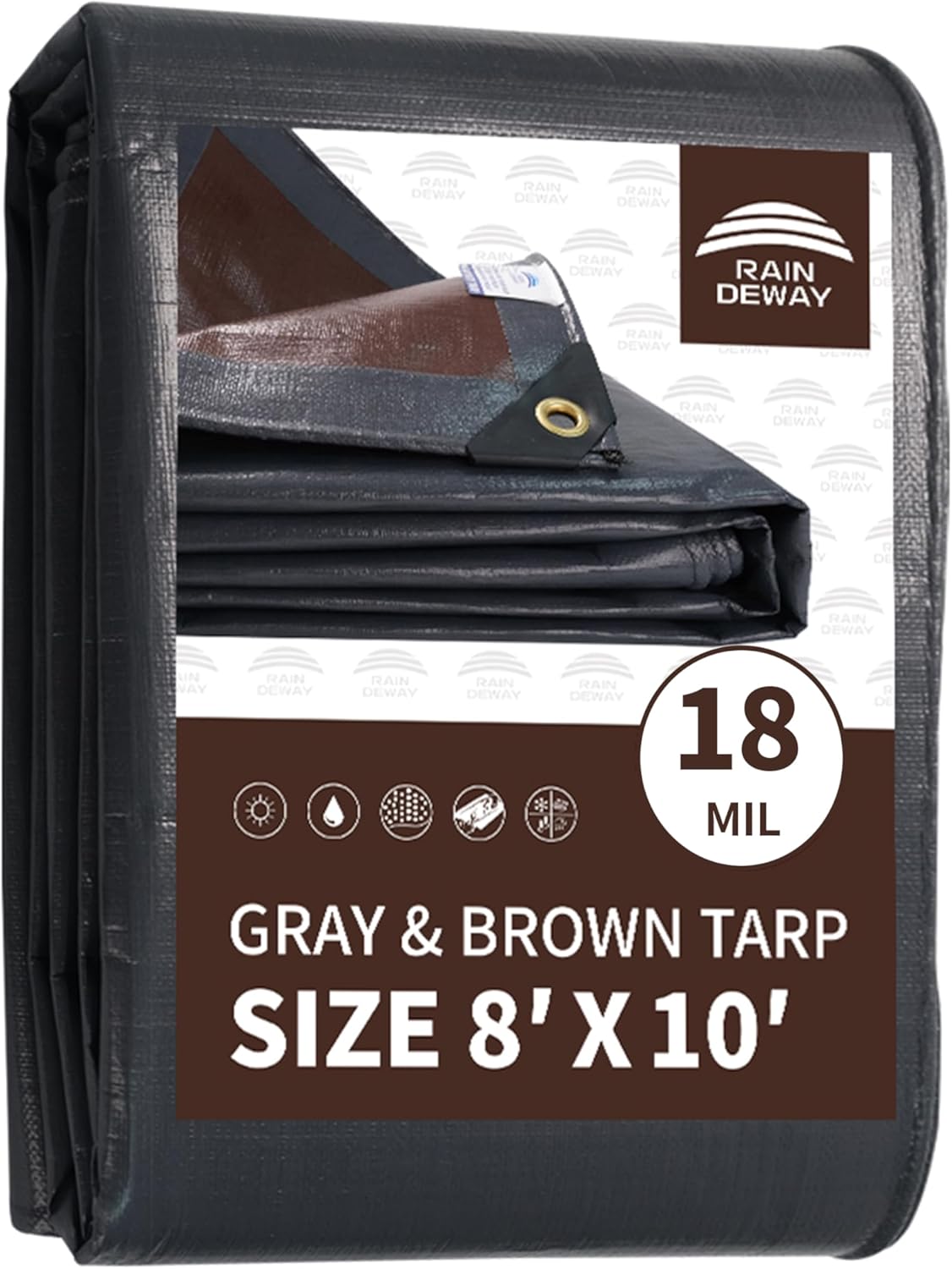 RAINDEWAY 8x10 Feet Super Heavy Duty Tarp for All Weather Needs