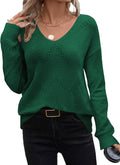 Zeagoo Womens Hollow Knit V Neck Off Shoulder Sweater - Lightweight be