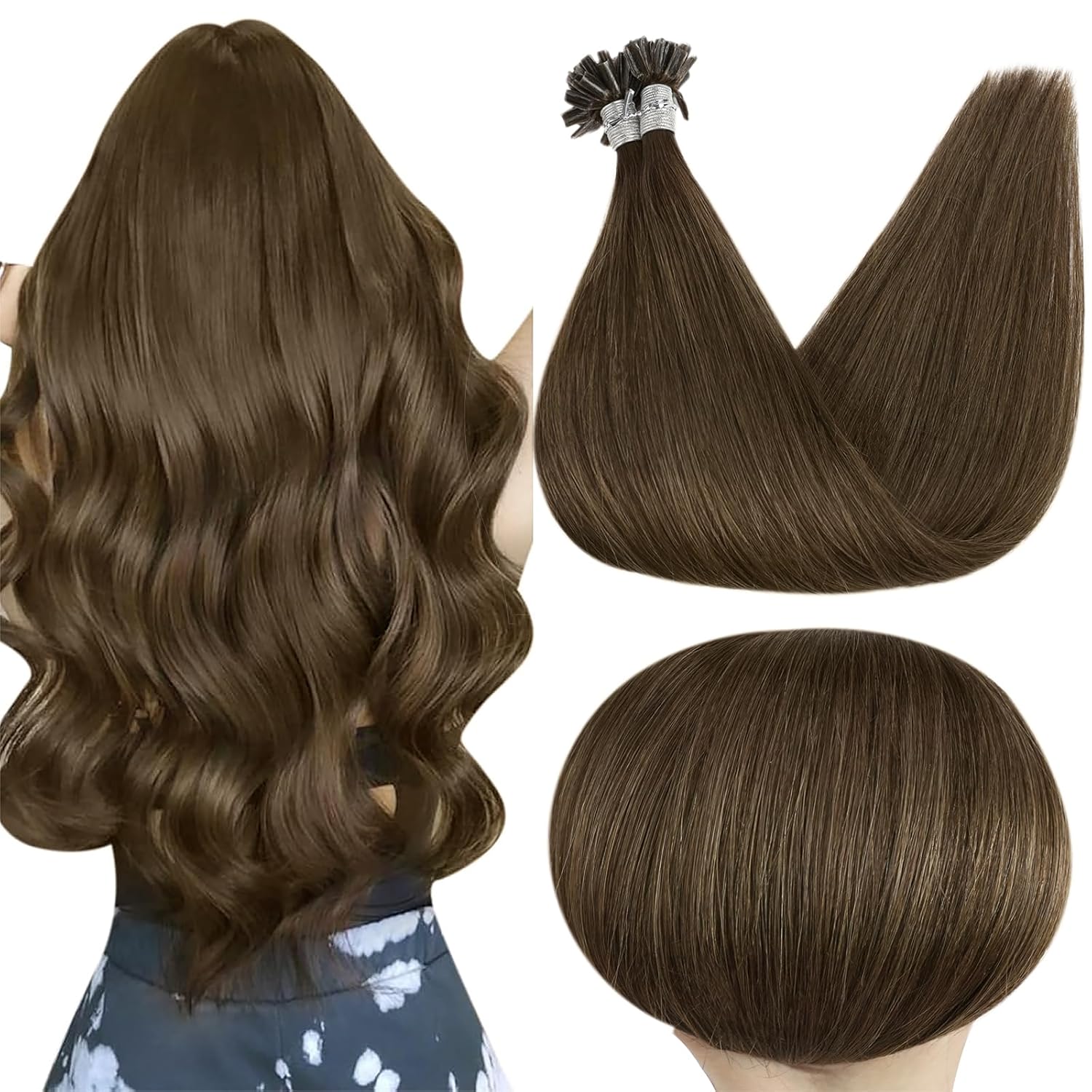 Full Shine K Tip Hair Extensions Real Human Hair 18 Inch Long