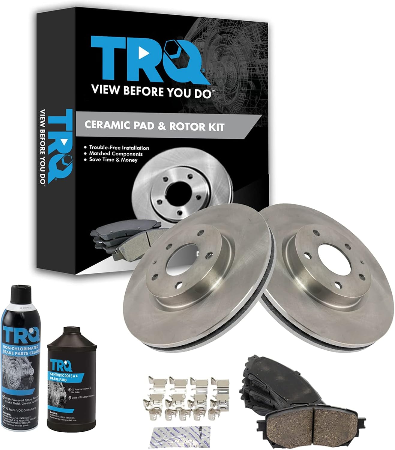 TRQ Front Brake Pad & Rotor Kit for 2014-2017 Mazda 6 Vehicles